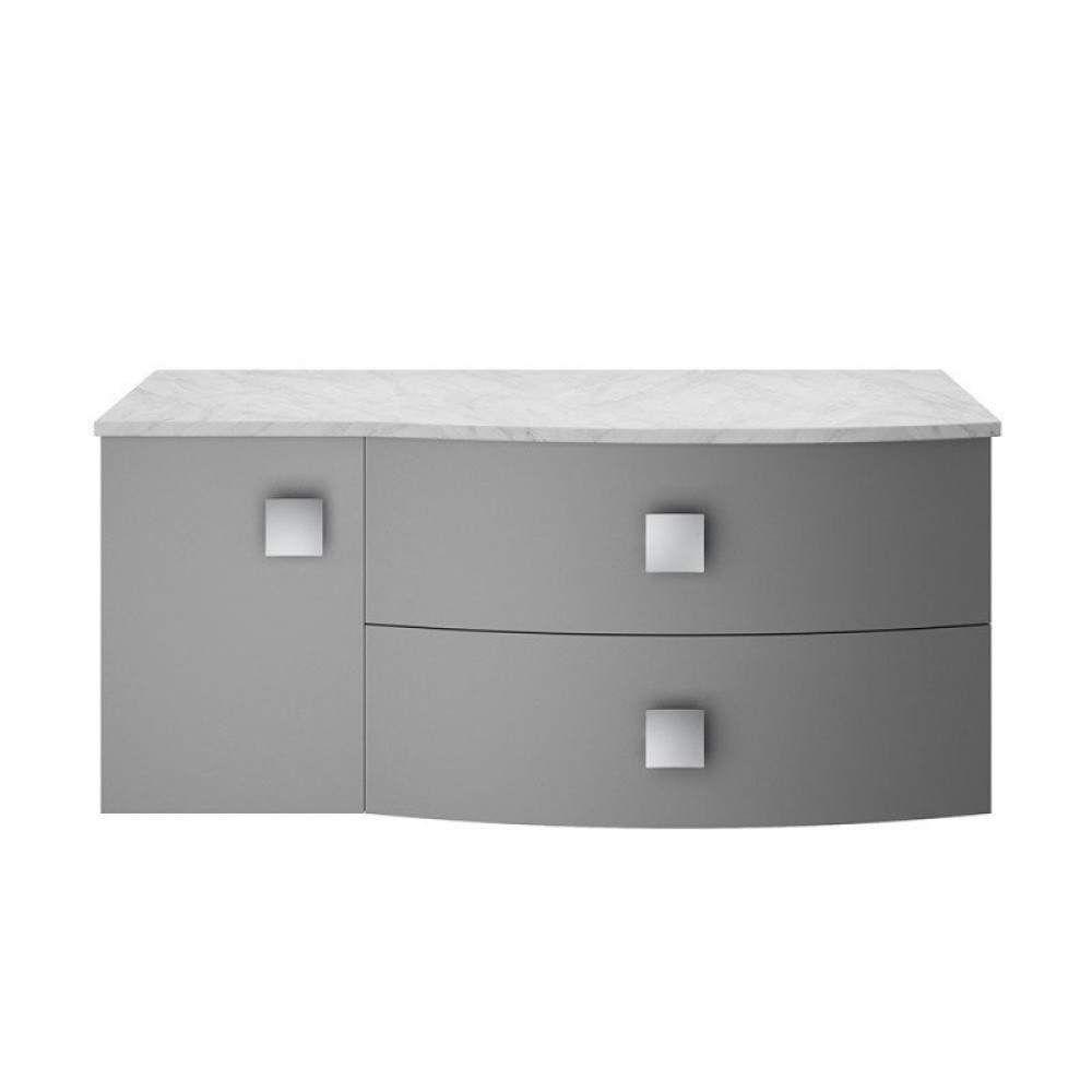 Hudson Reed Sarenna Wall Hung Countertop Vanity Unit Dove Grey - 1000mm with Grey Marble Top Right Hand