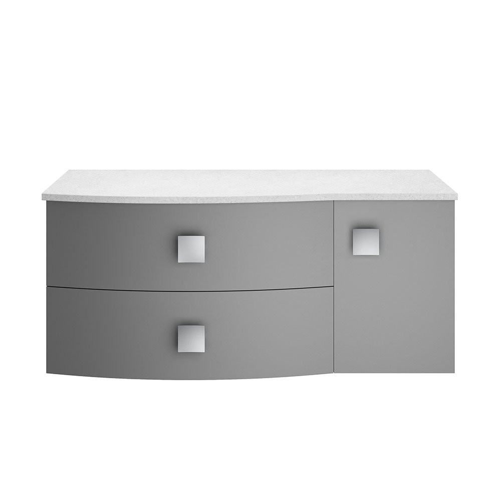 Hudson Reed Sarenna Wall Hung Countertop Vanity Unit Dove Grey - 1000mm with White Marble Top Left Hand