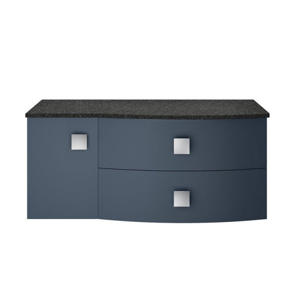 Hudson Reed Sarenna Wall Hung Countertop Vanity Unit Mineral Blue - 1000mm with Black Marble Top Right Hand