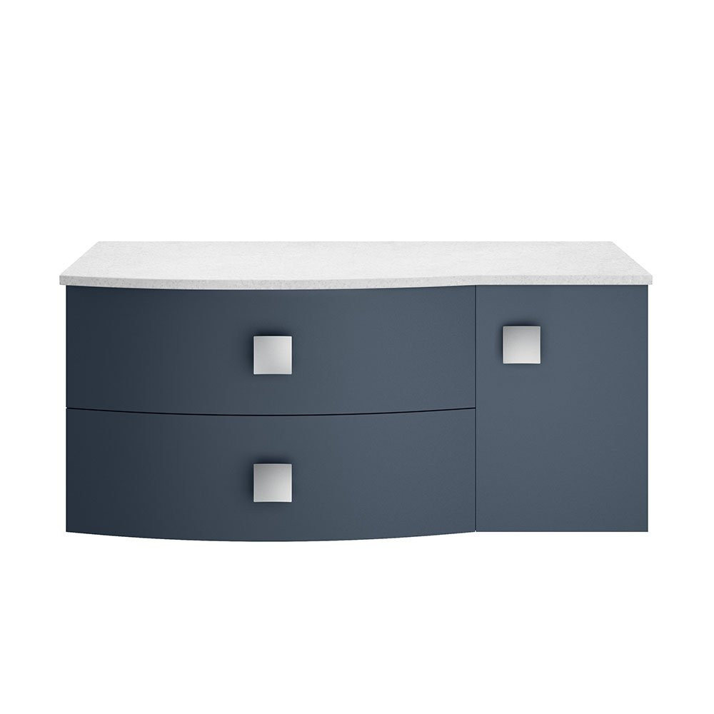 Hudson Reed Sarenna Wall Hung Countertop Vanity Unit Mineral Blue - 1000mm with White Marble Top Left Hand (1)