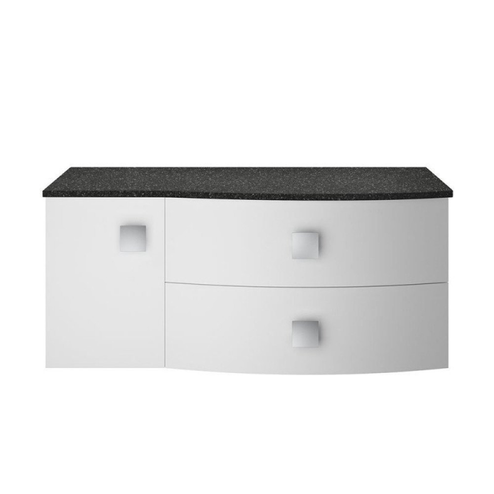 Hudson Reed Sarenna Wall Hung Countertop Vanity Unit Moon White - 1000mm with Black Marble Top Right Hand
