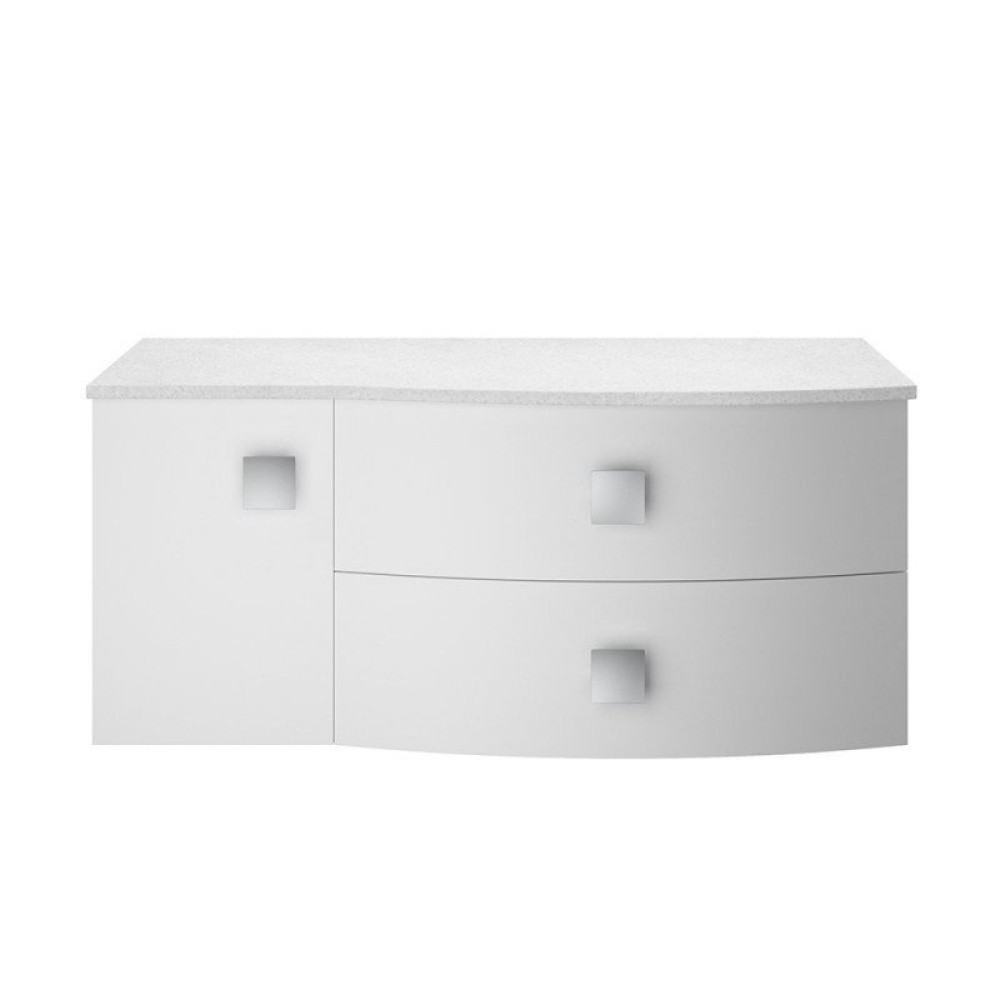 Hudson Reed Sarenna Wall Hung Countertop Vanity Unit Moon White - 1000mm with White Marble Top Right Hand