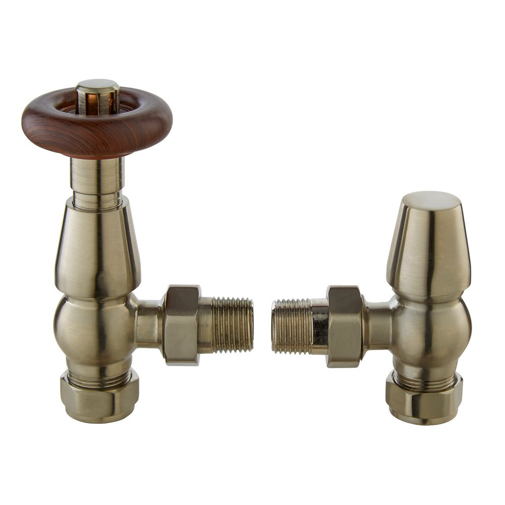 Hudson Reed Satin Nickel Camden Thermostatic Radiator Valve Pack