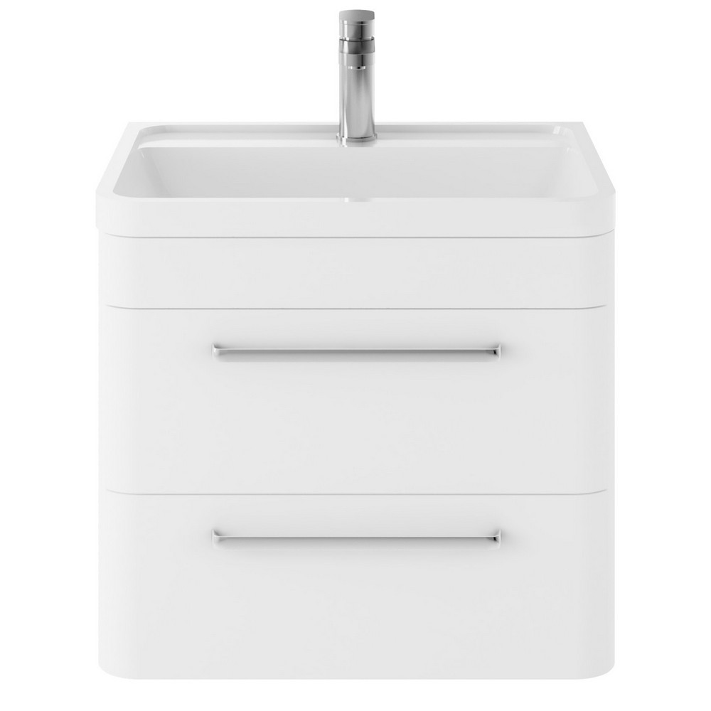 Hudson Reed Solar 600mm Wall Hung Pure White Vanity Unit with Basin