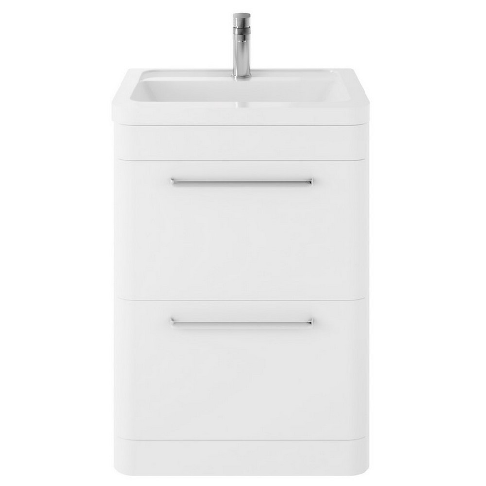 Hudson Reed Solar Floor Standing 600mm Cabinet with Ceramic Basin Pure White