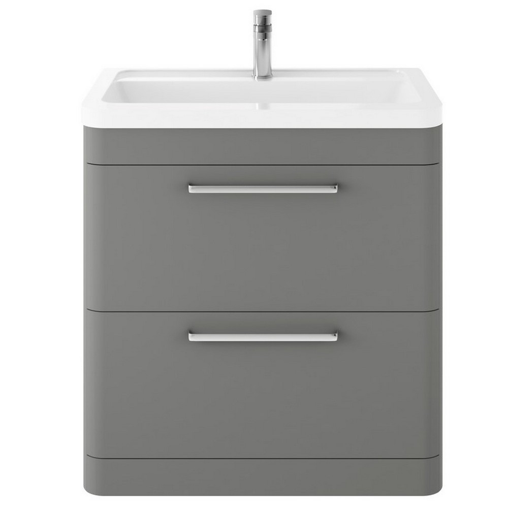 Hudson Reed Solar Floor Standing 800mm Cabinet with Ceramic Basin Cool Grey