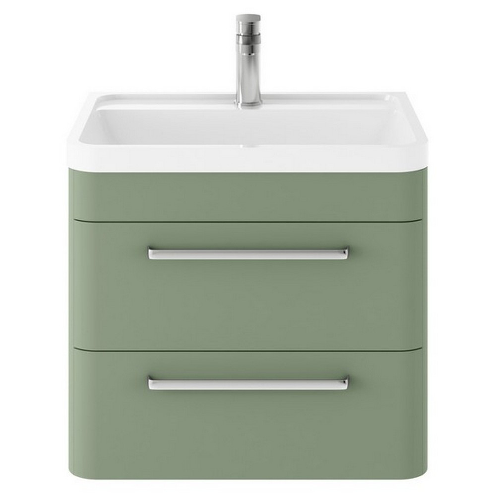 Hudson Reed Solar 600mm Wall Hung Fern Green Vanity Unit with Basin