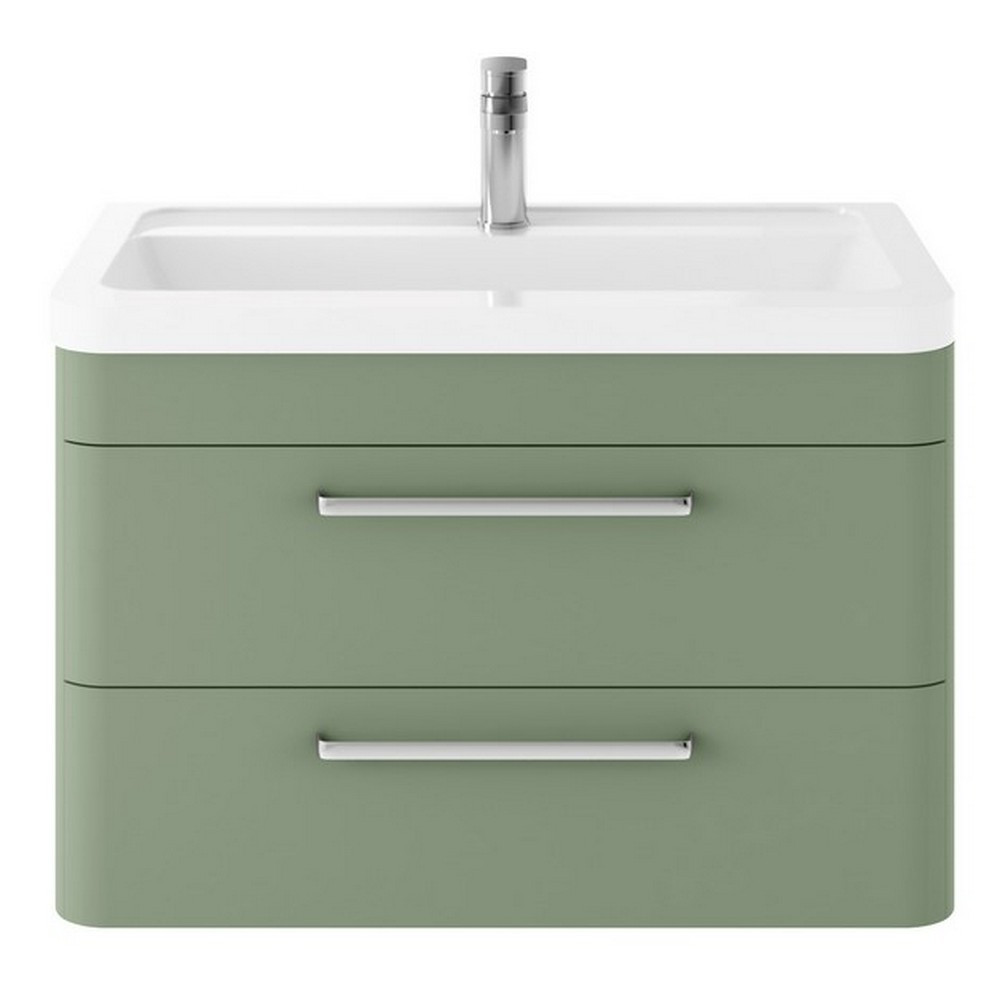 Hudson Reed Solar Wall Hung 800mm Cabinet with Ceramic Basin Fern Green