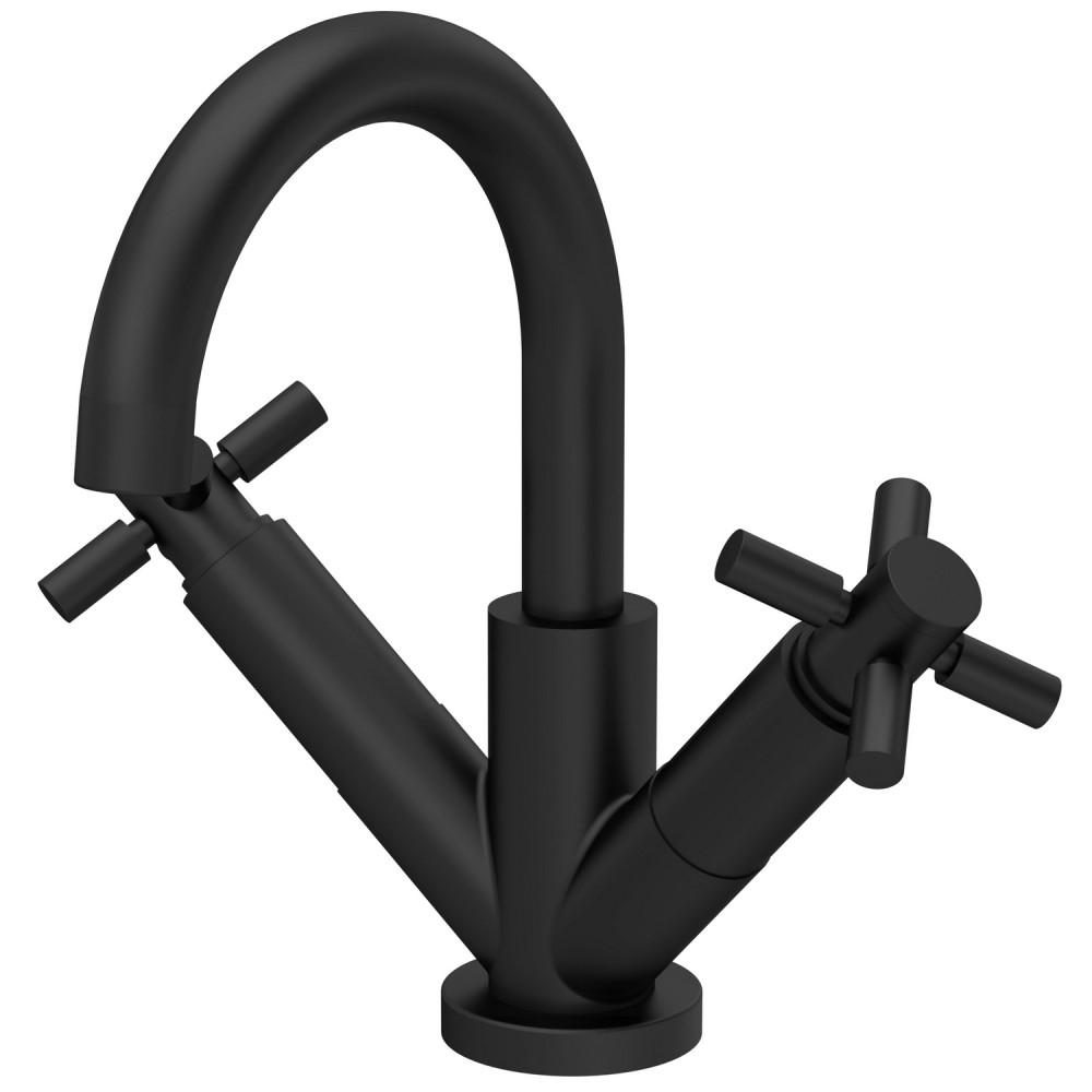 Hudson Reed Tec Crosshead Black Mono Basin Mixer & Waste