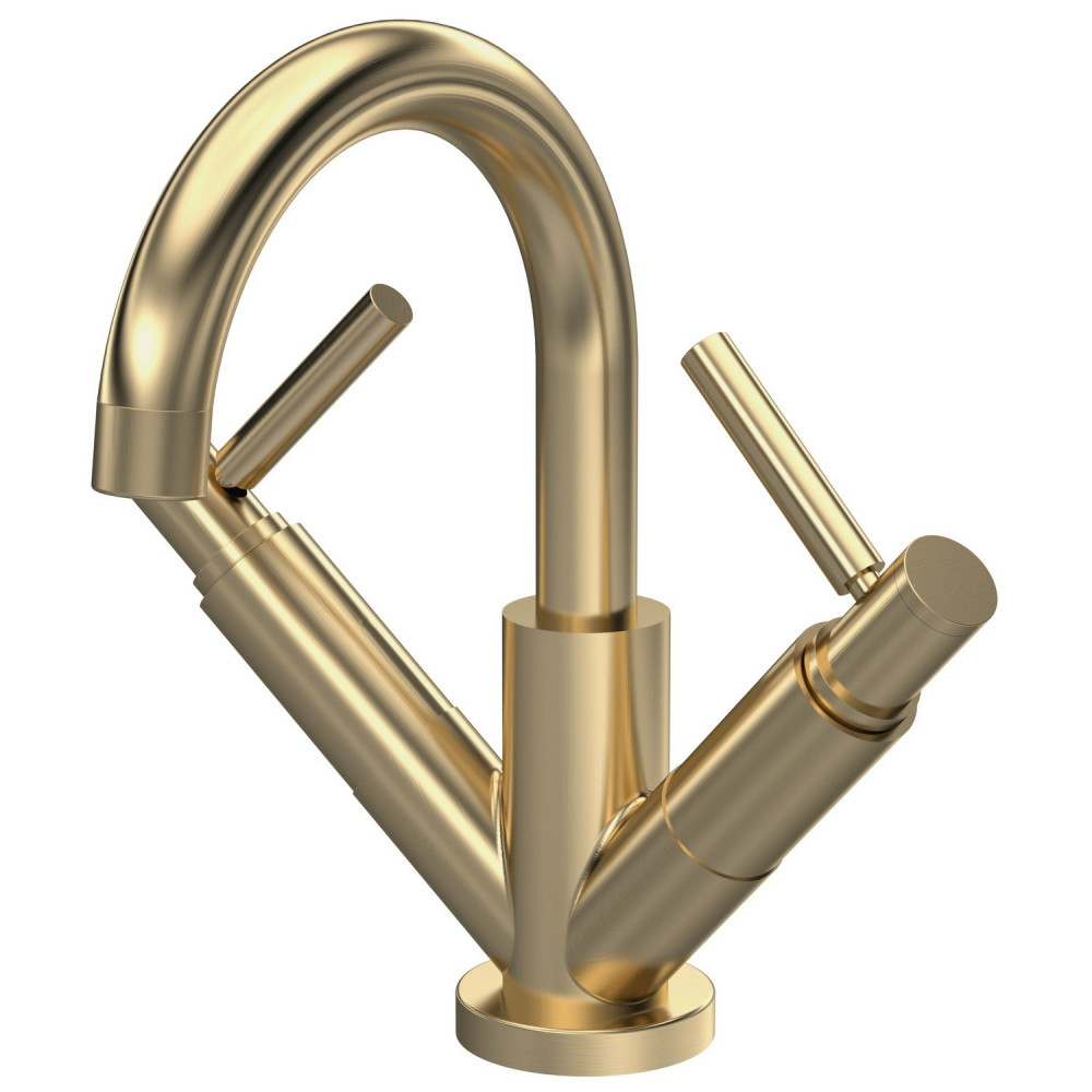 Hudson Reed Tec Lever Brushed Brass Mono Basin Mixer & Waste