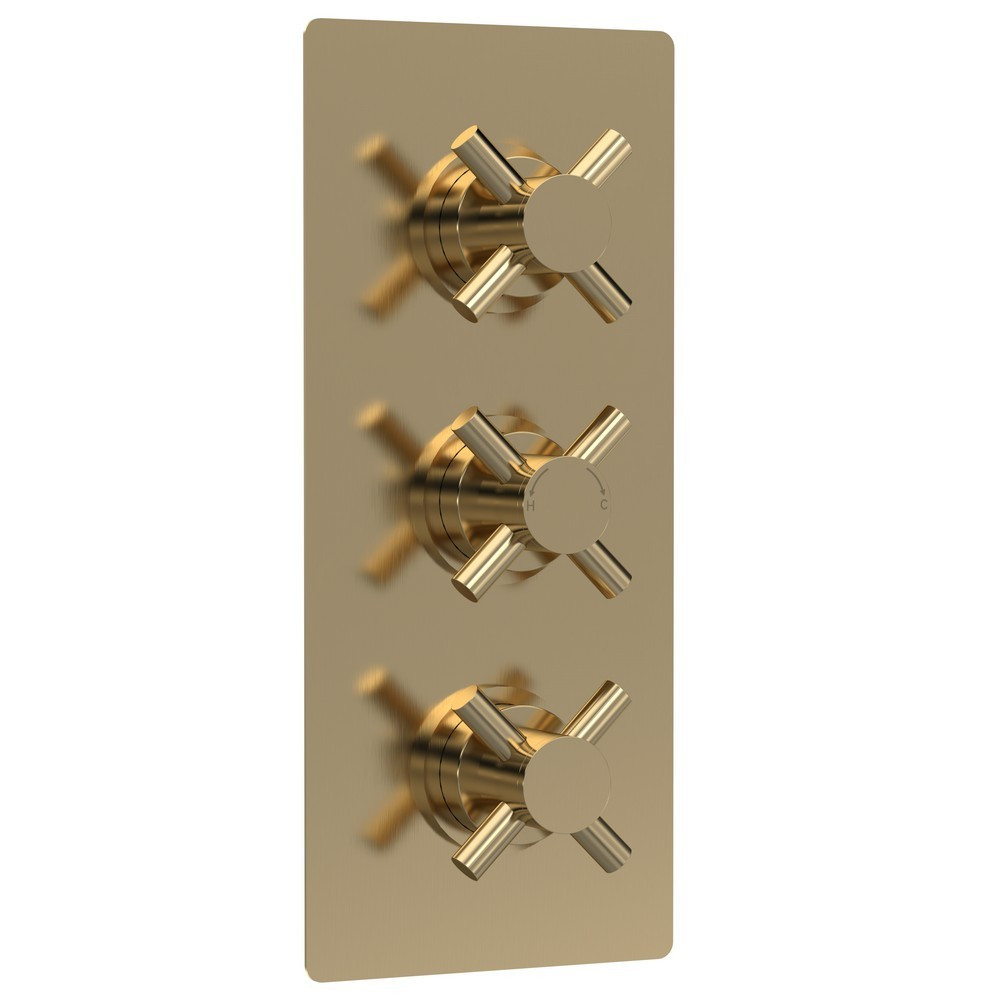 Hudson Reed Tec Triple Crosshead Thermostatic Shower Valve with Diverter in Brushed Brass (1)