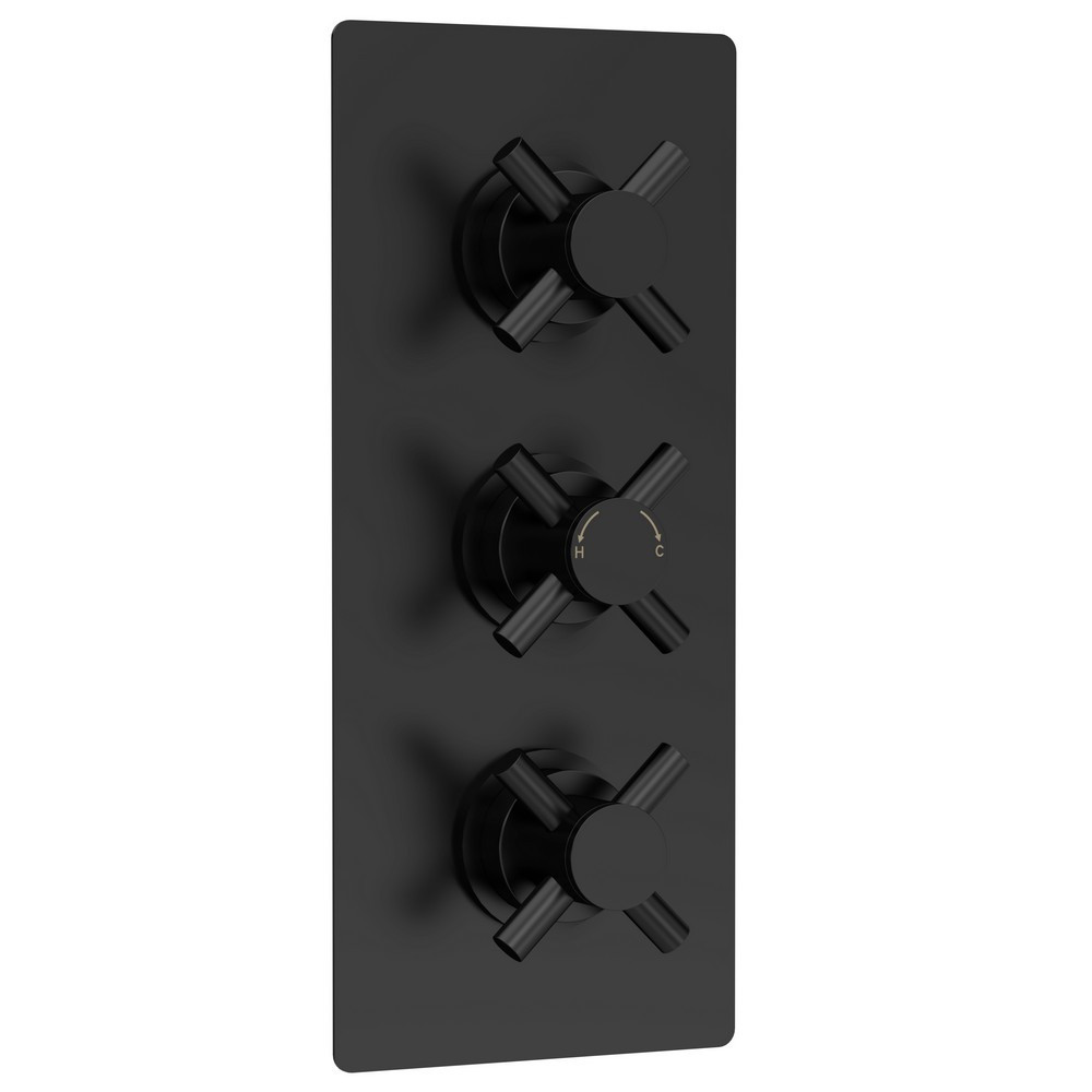 Hudson Reed Tec Triple Crosshead Thermostatic Shower Valve with Diverter in Matt Black (1)