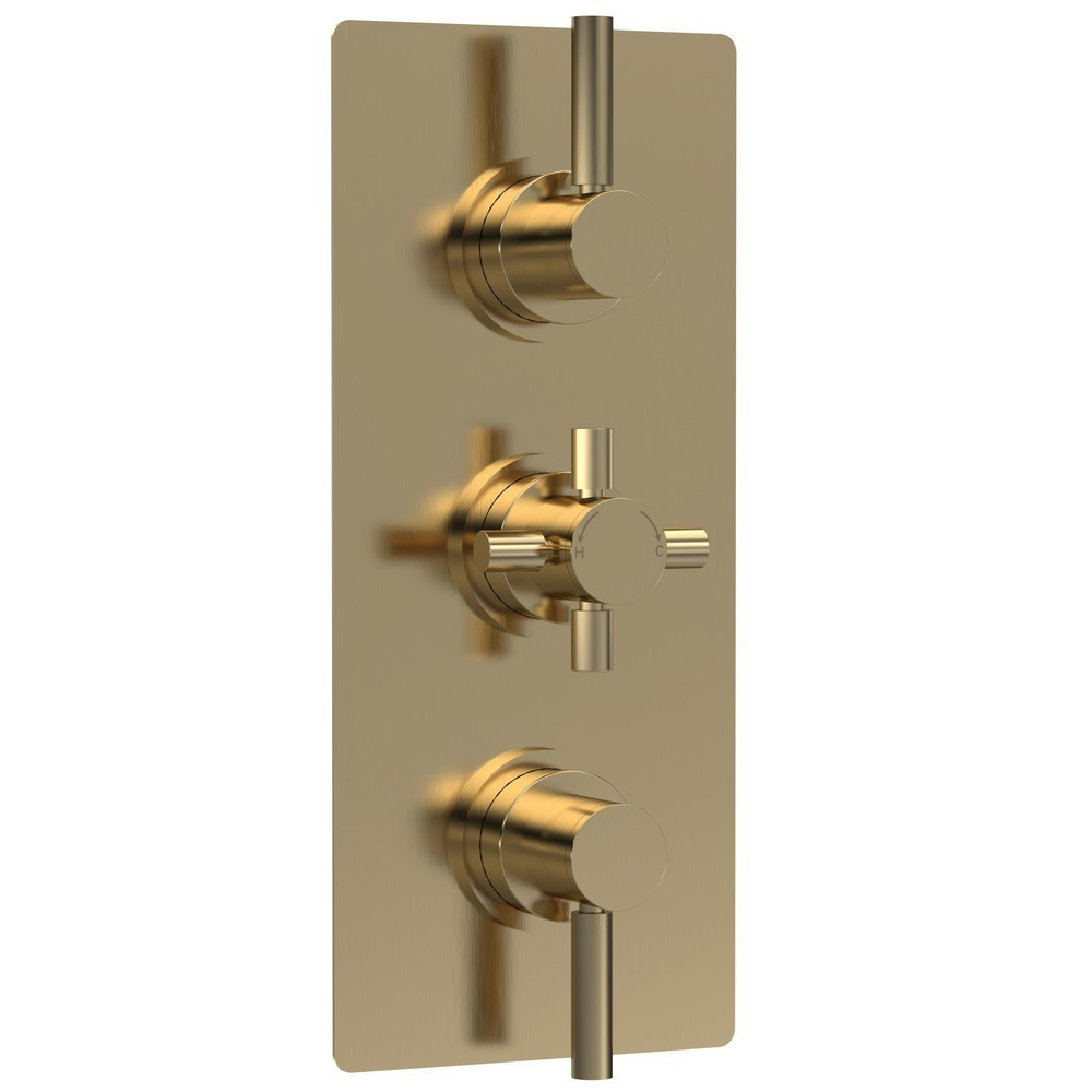Hudson Reed Tec Triple Thermostatic Shower Valve in Brushed Brass (1)