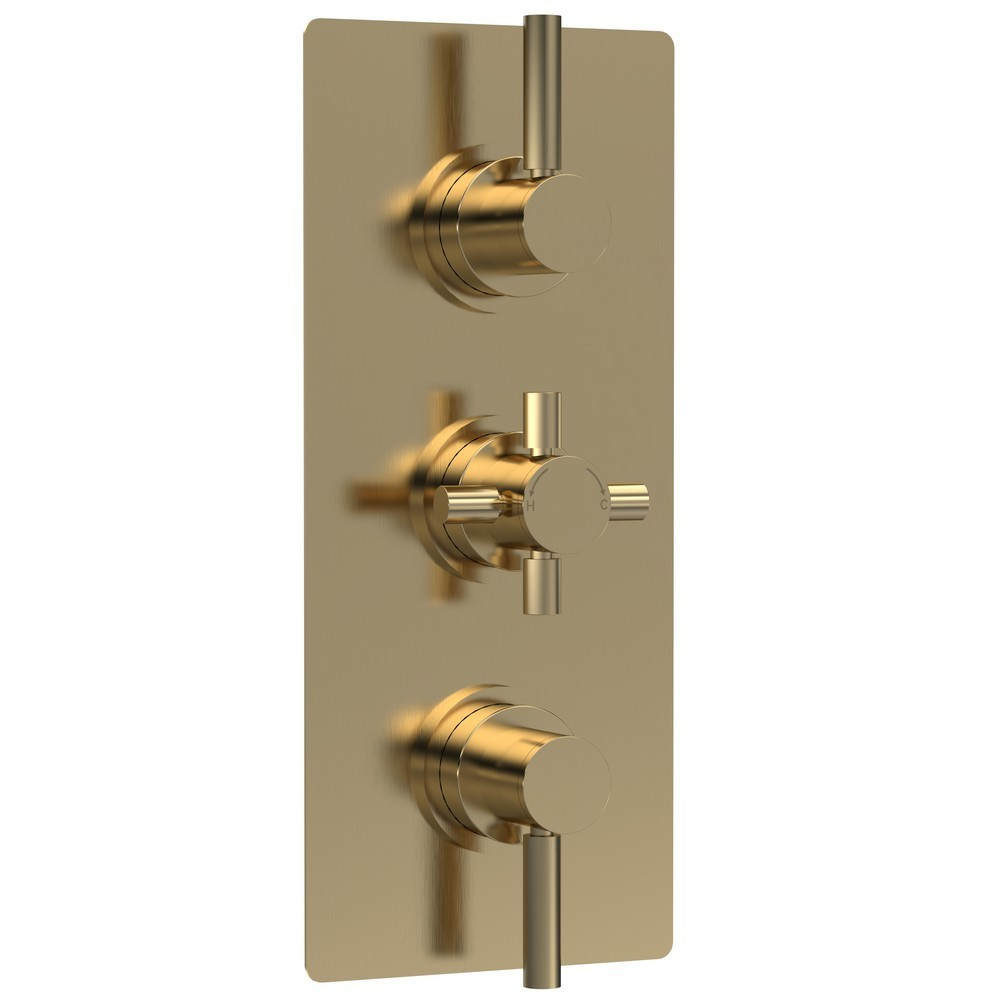 Hudson Reed Tec Triple Thermostatic Shower Valve with Diverter in Brushed Brass (1)