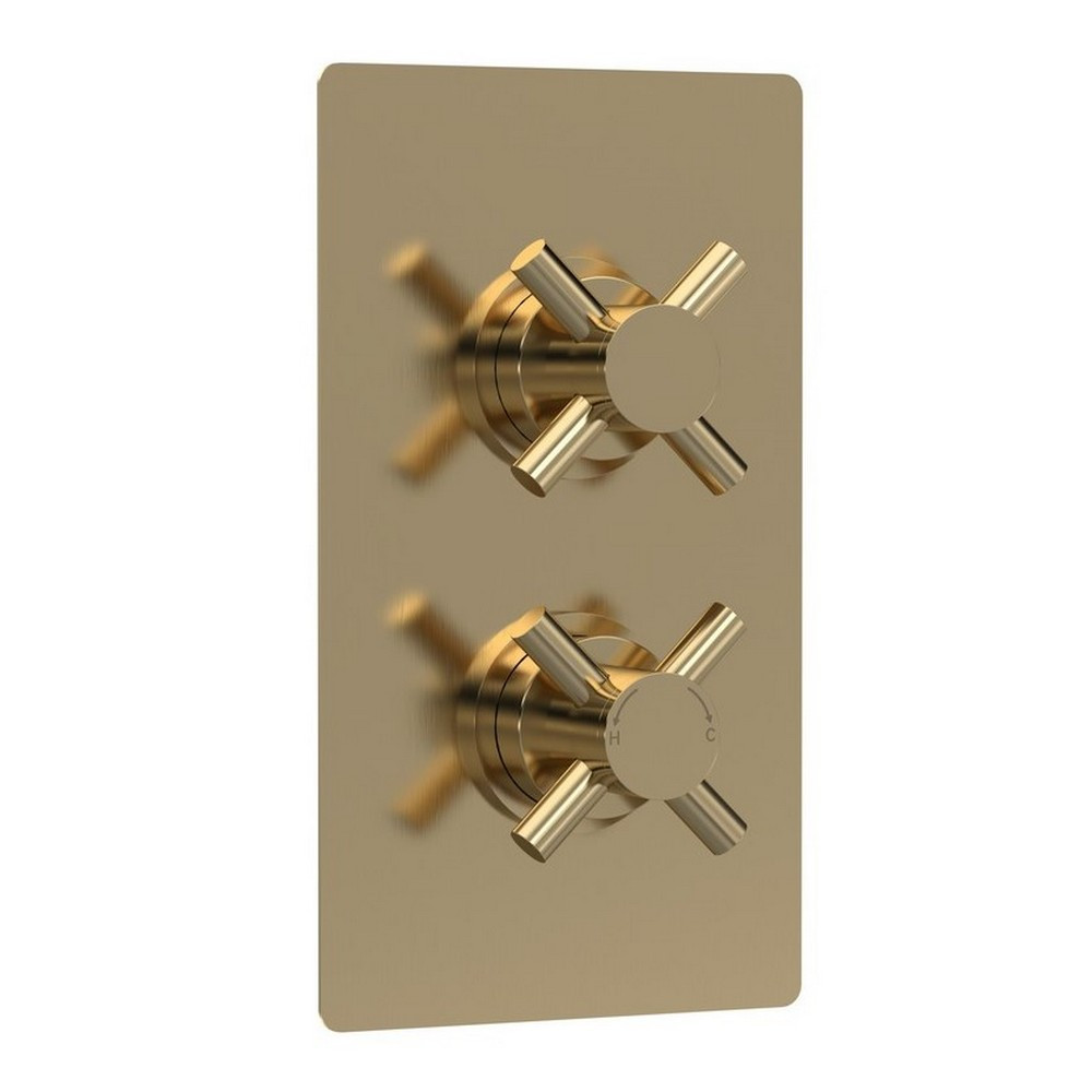 Hudson Reed Tec Twin Crosshead Shower Valve with Diverter in Brushed Brass (1)