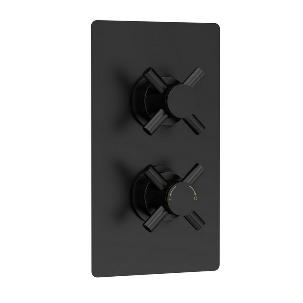 Hudson Reed Tec Twin Crosshead Shower Valve with Diverter in Matt Black (1)