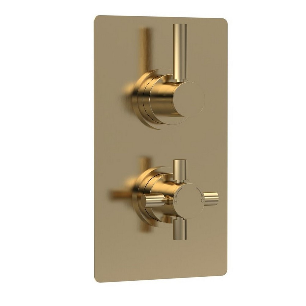 Hudson Reed Tec Twin Thermostatic Shower Valve with Diverter in Brushed Brass (1)
