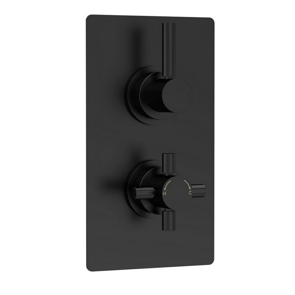 Hudson Reed Tec Twin Thermostatic Shower Valve with Diverter in Matt Black (1)