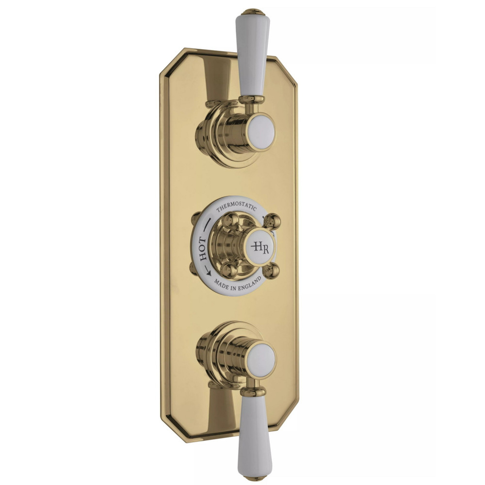 Hudson Reed Topaz Brushed Brass Triple Concealed Thermostatic Shower Valve