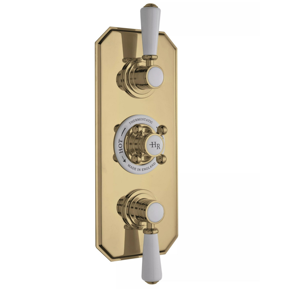 Hudson Reed Topaz Brushed Brass Triple Concealed Thermostatic Shower Valve and Diverter