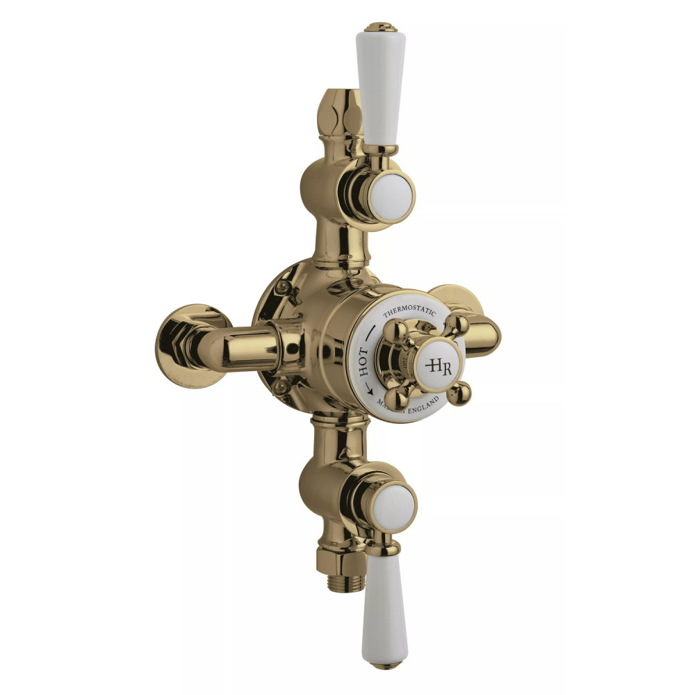 Hudson Reed Topaz Brushed Brass Triple Exposed Thermostatic Shower Valve
