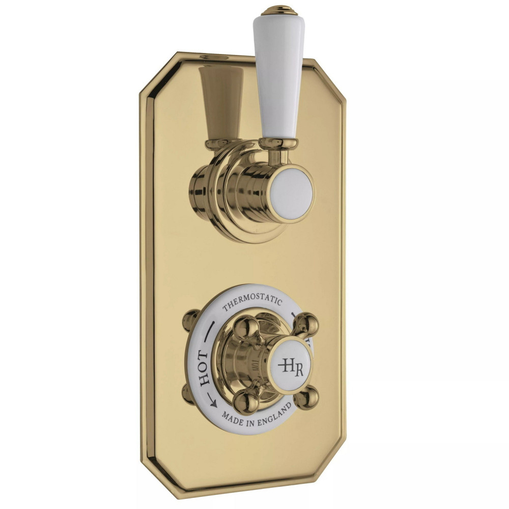 Hudson Reed Topaz Brushed Brass Twin Concealed Thermostatic Shower Valve