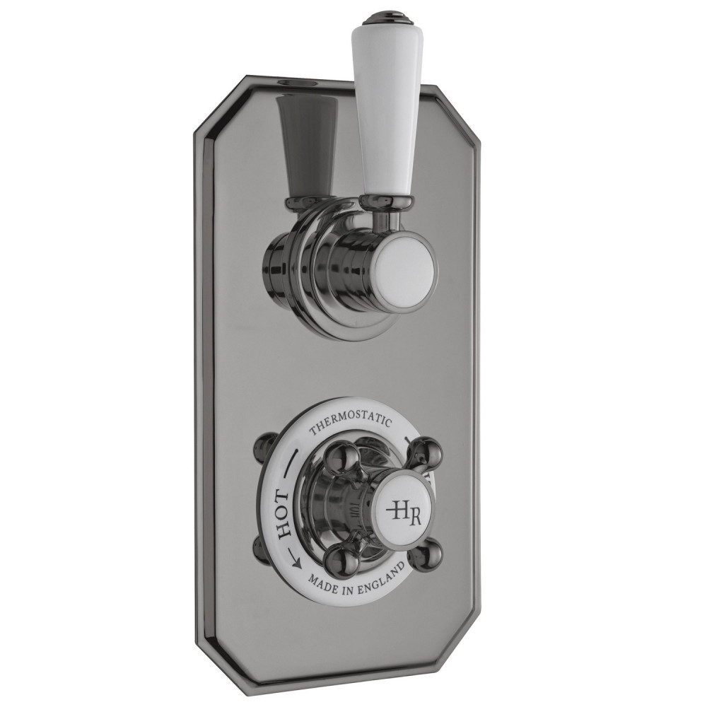 Hudson Reed Topaz Brushed Pewter Twin Concealed Thermostatic Shower Valve with Diverter