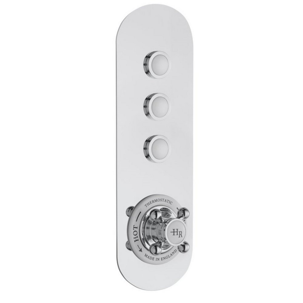 Hudson Reed Topaz Concealed White Push Button Triple Outlet Shower Valve (1)