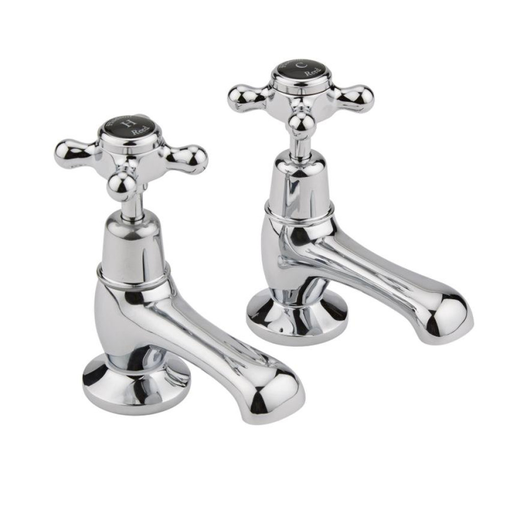 Hudson Reed Topaz Dome Collar Basin Taps (Black Indices)