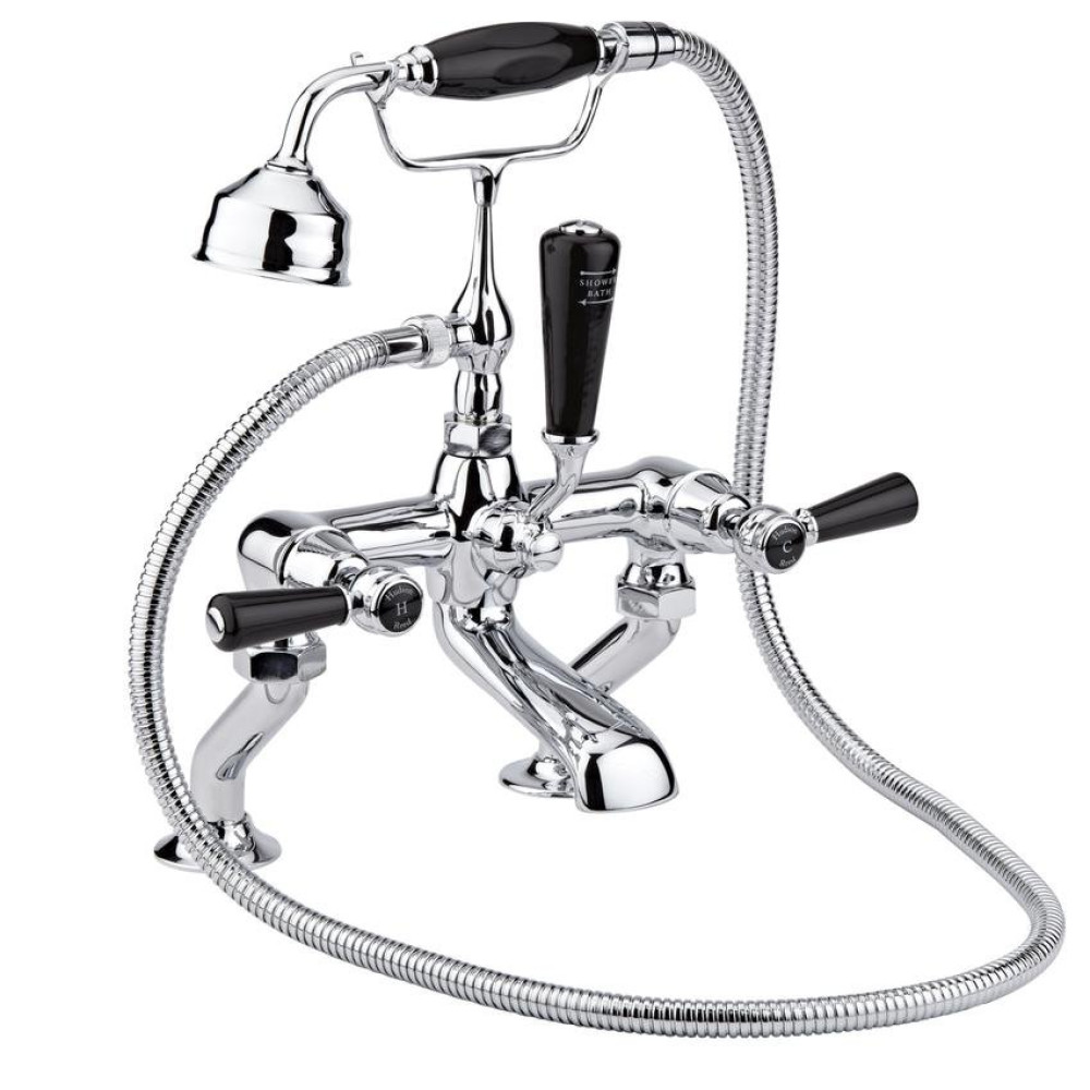 Hudson Reed Topaz Dome Collar Bath Shower Mixer with Black Lever Handles