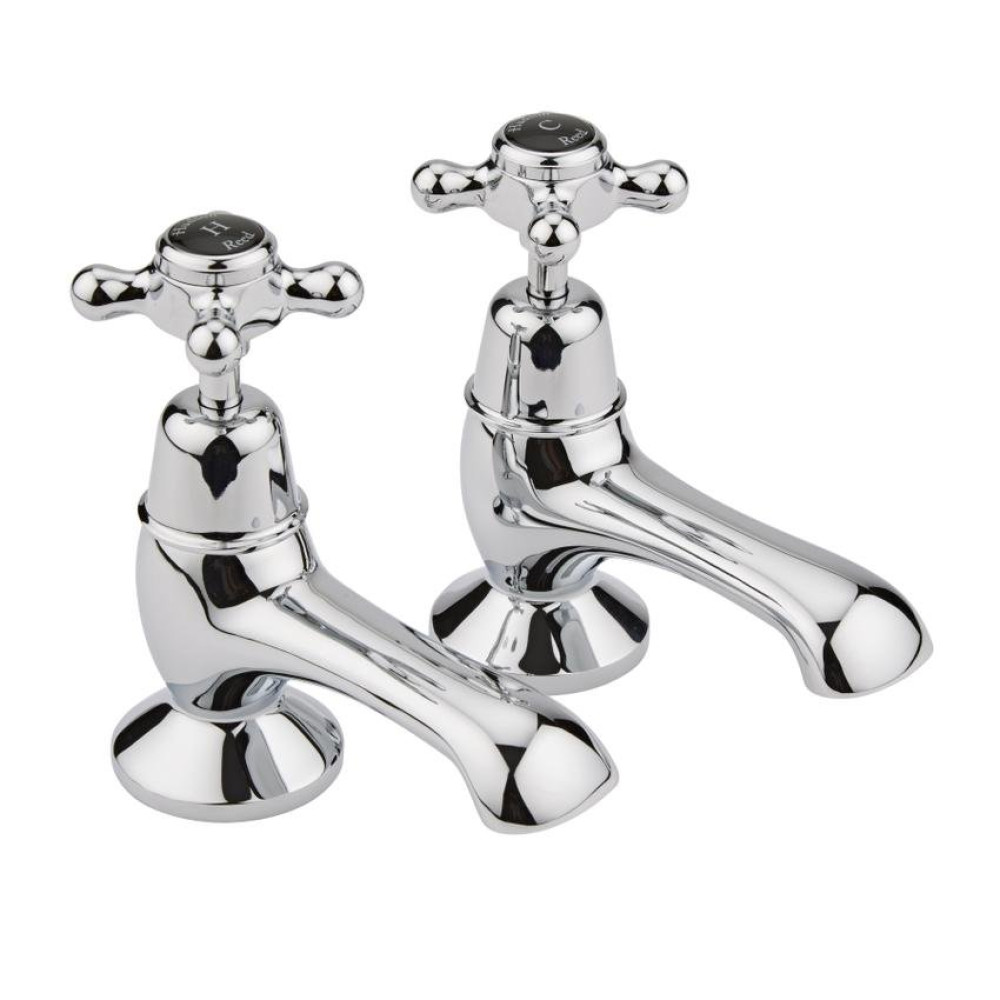 Hudson Reed Topaz Dome Collar Bath Taps (Black Indices)