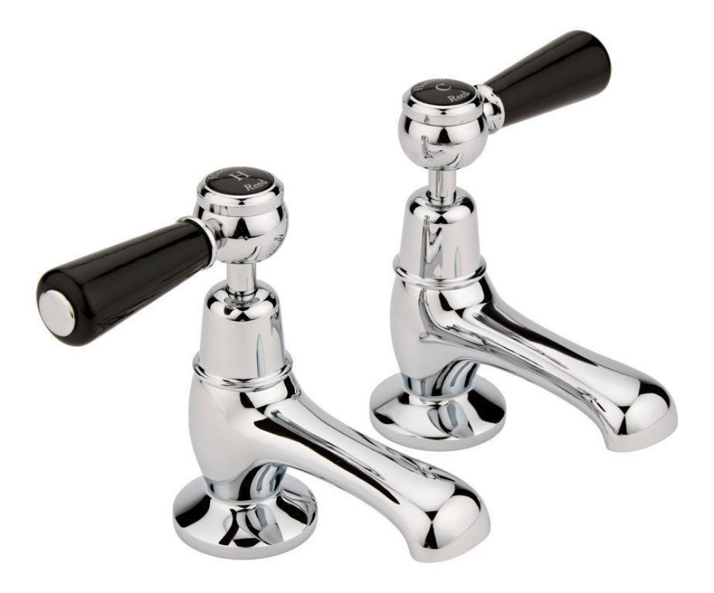Hudson Reed Topaz Dome Collar Black Lever Basin Taps