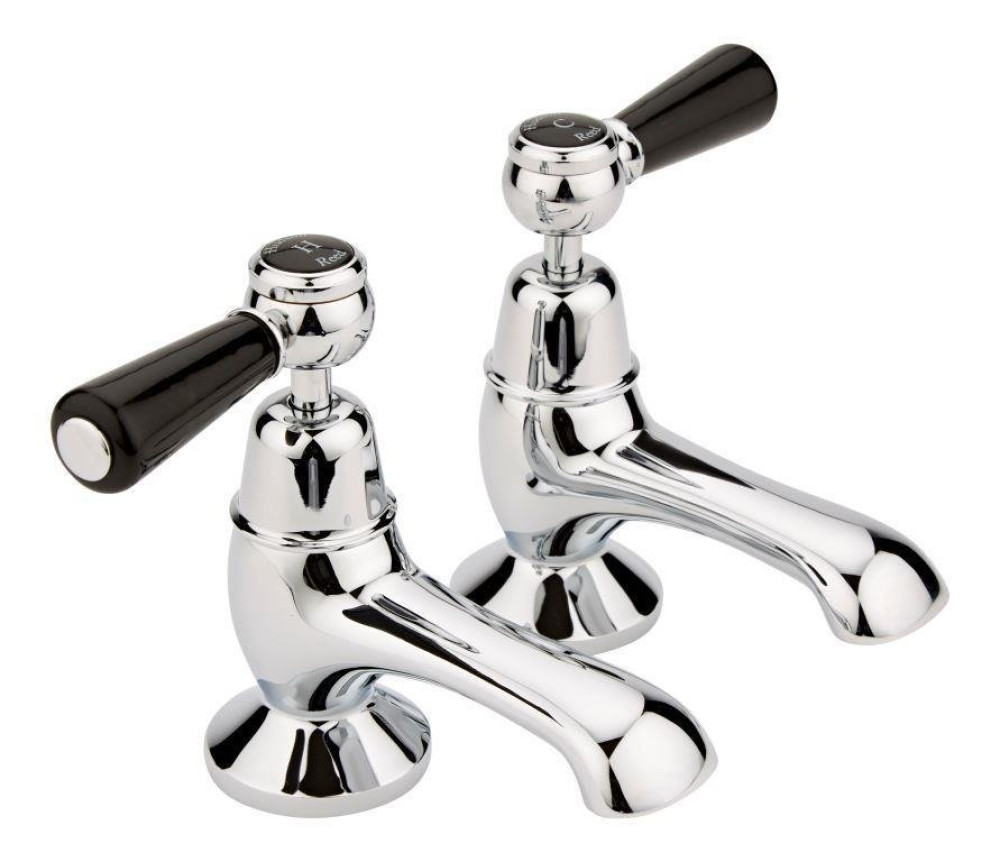Hudson Reed Topaz Dome Collar Black Lever Bath Taps