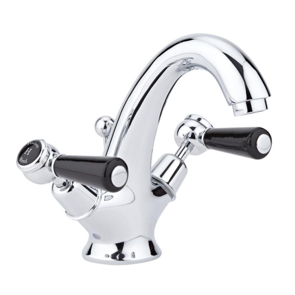 Hudson Reed Topaz Dome Collar Black Lever Mono Basin Mixer
