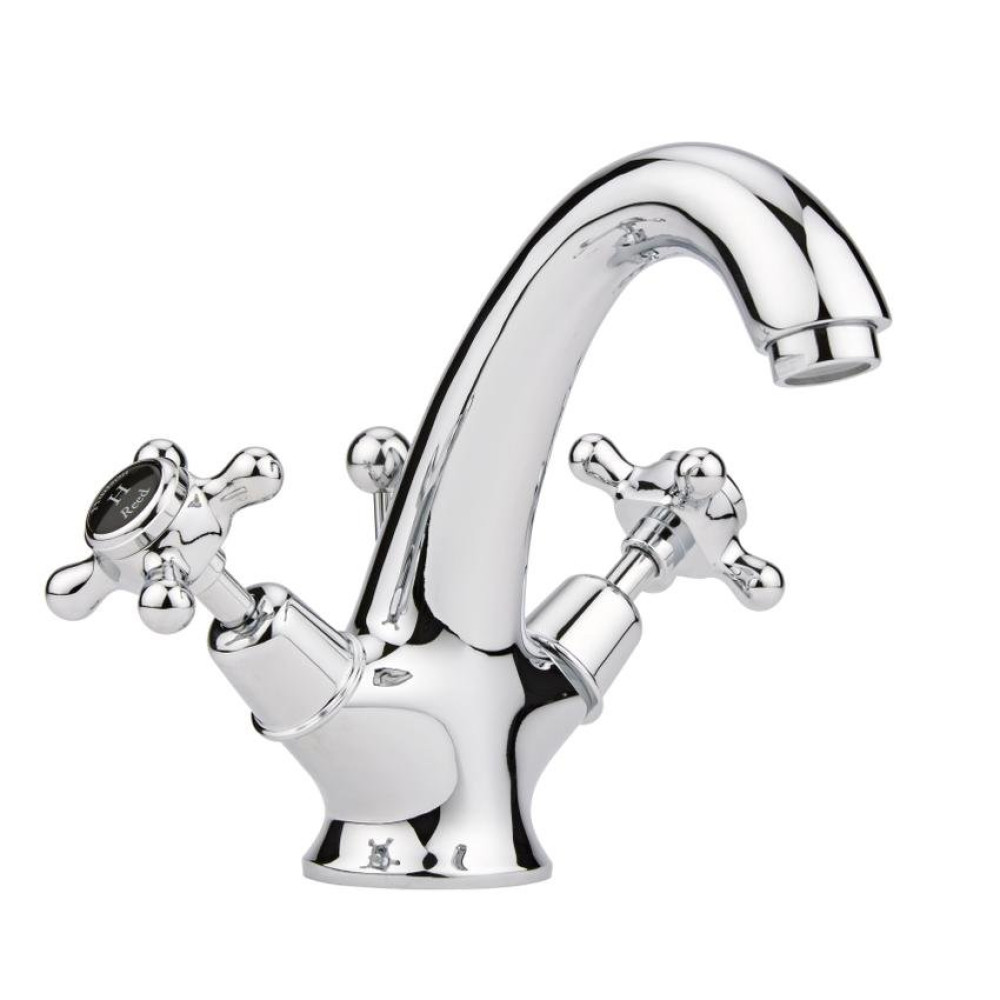 Hudson Reed Topaz Dome Collar Mono Basin Mixer (Black Indices)