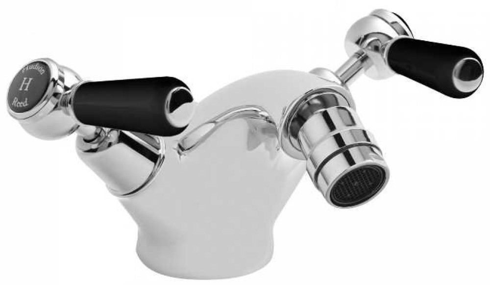 Hudson Reed Topaz Dome Collar Mono Bidet Mixer - Black Lever Handles
