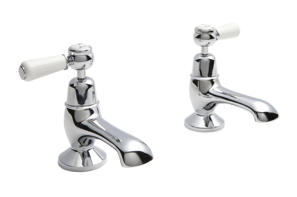 Hudson Reed Topaz Dome Collar White Lever Bath Taps