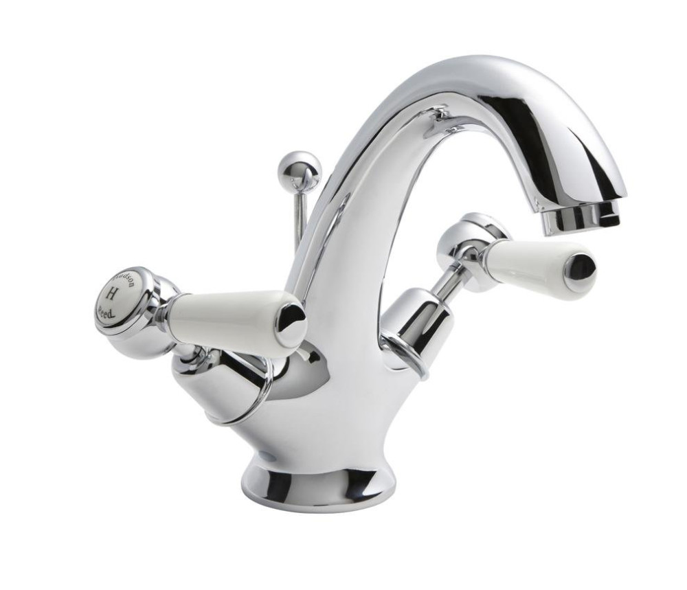 Hudson Reed Topaz Dome Collar White Lever Mono Basin Mixer