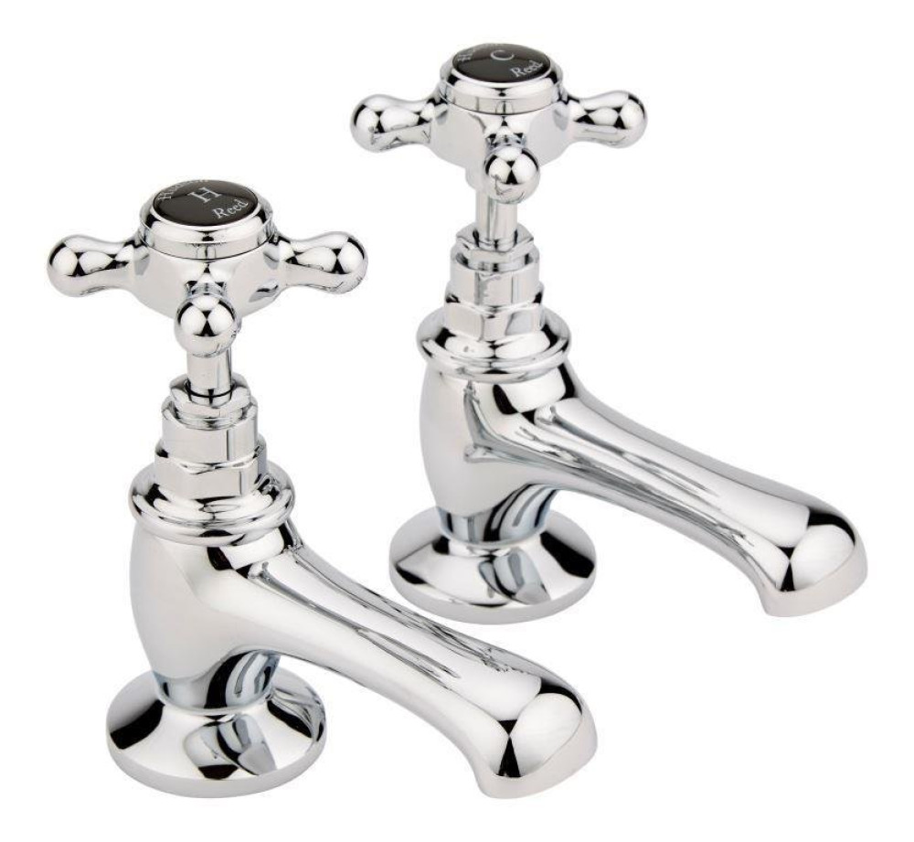 Hudson Reed Topaz Hexagonal Collar Basin Taps (Black Indices)