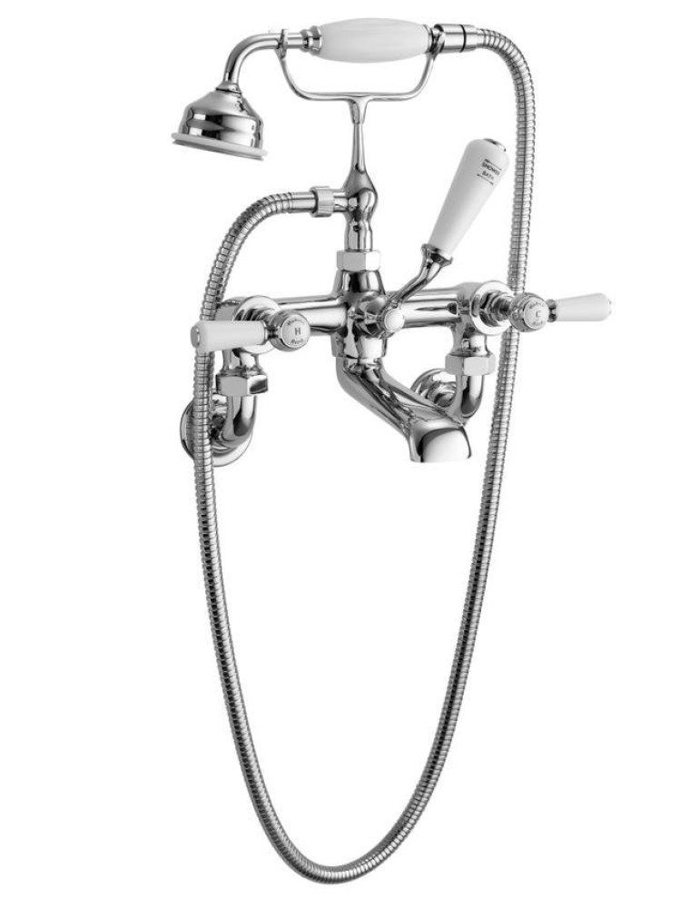 Hudson Reed Topaz Hexagonal Collar Bath Shower Mixer with White Lever Handles