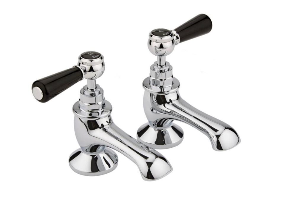 Hudson Reed Topaz Hexagonal Collar Black Lever Bath Taps