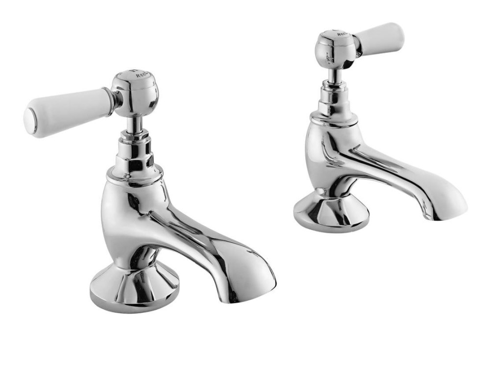Hudson Reed Topaz Hexagonal Collar White Lever Bath Taps