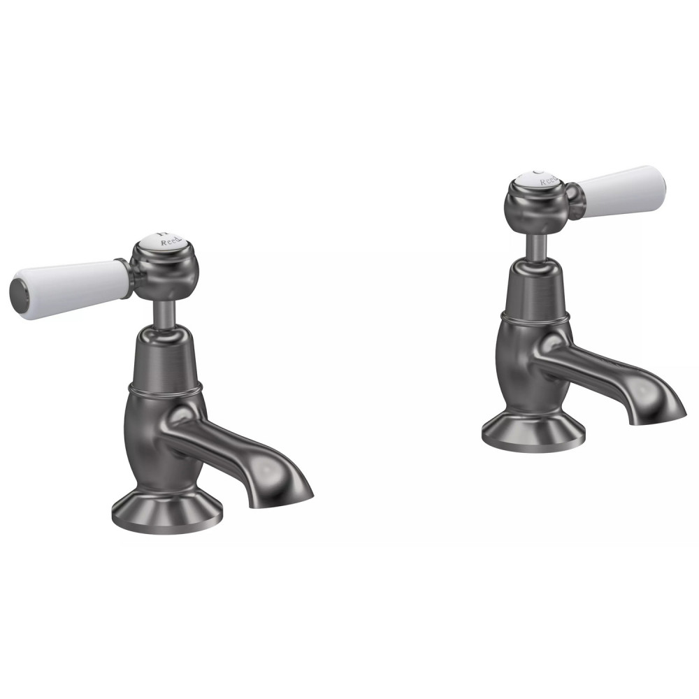 Hudson Reed Topaz Lever Dome Basin Taps in Brushed Pewter