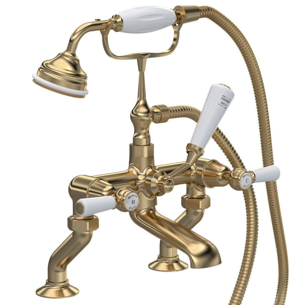 Hudson Reed Topaz Lever Dome Brushed Brass Bath Shower Mixer