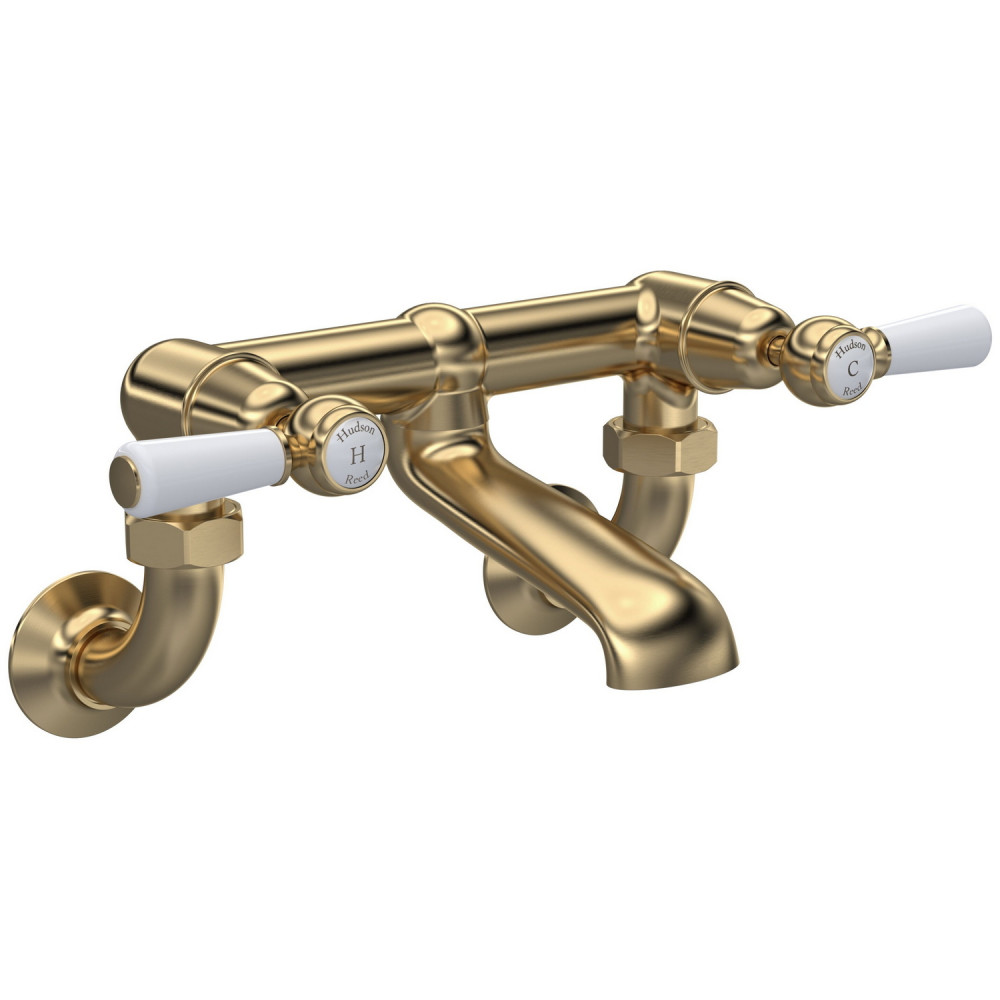 Hudson Reed Topaz Lever Dome Brushed Brass Wall Mounted Bath Filler