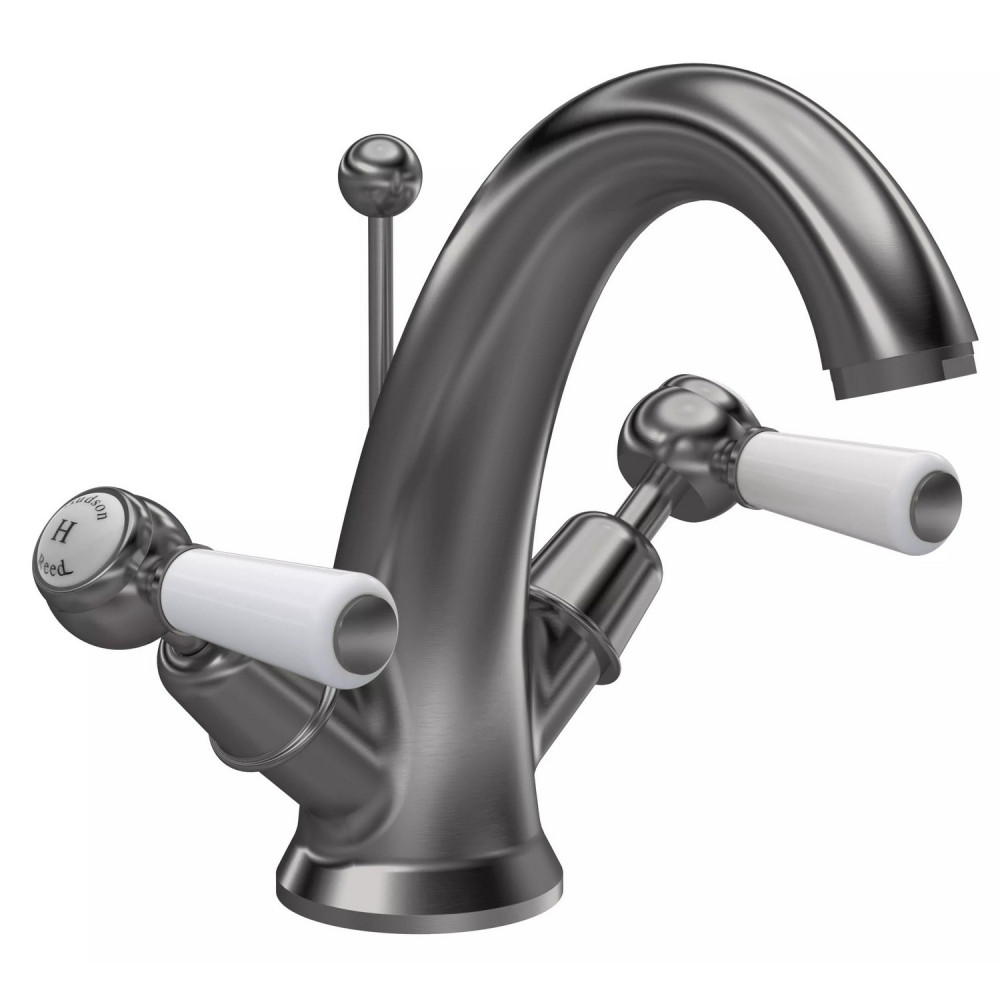 Hudson Reed Topaz Lever Dome Brushed Pewter Basin Mixer with Waste