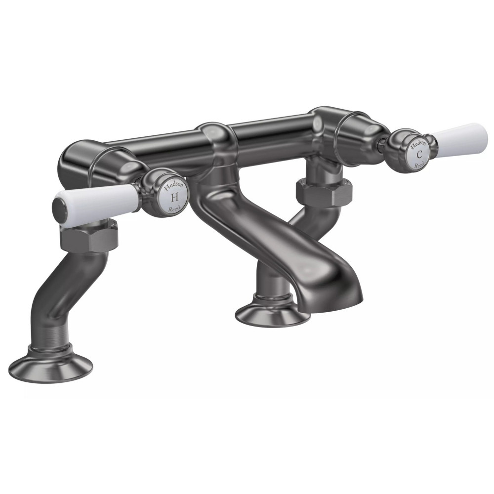 Hudson Reed Topaz Lever Dome Brushed Pewter Bath Filler