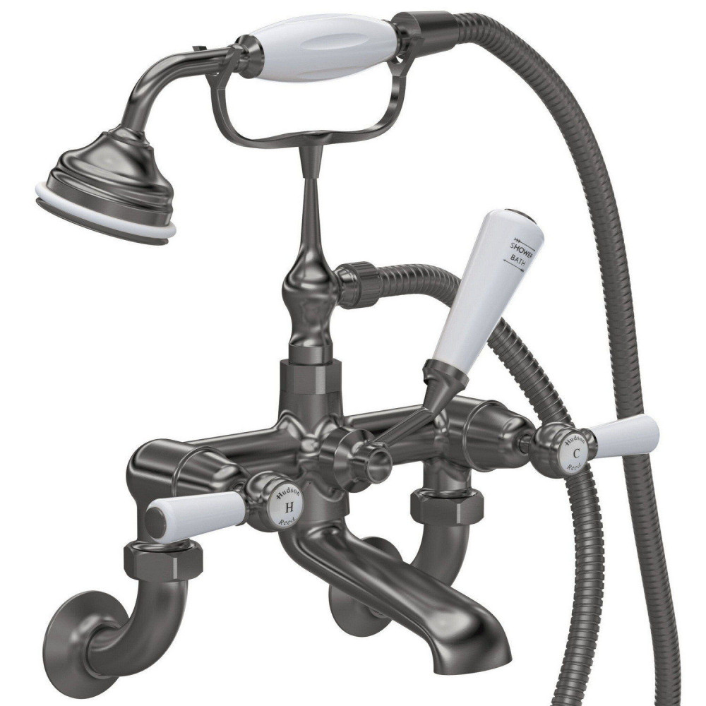 Hudson Reed Topaz Lever Dome Brushed Pewter Wall Mounted Bath Shower Mixer