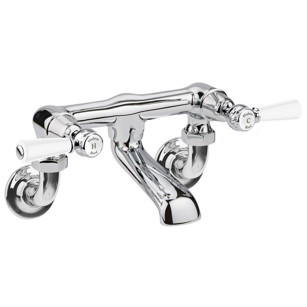 Hudson Reed Topaz Lever Dome White Wall Mounted Bath Filler