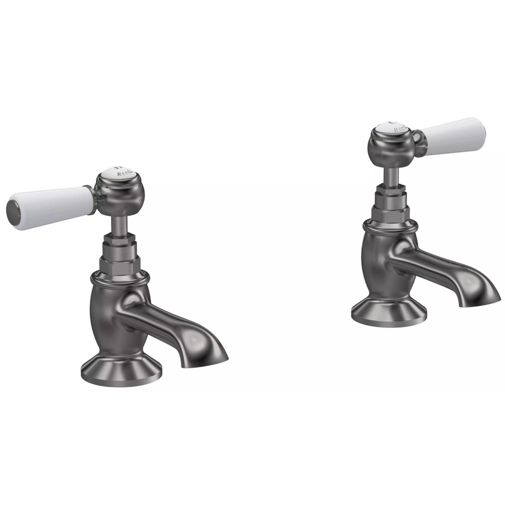 Hudson Reed Topaz Lever Hexagonal Basin Taps in Brushed Pewter